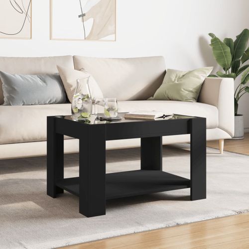 Table Basse - Table De Salon Avec LED Noir 73x53x45 Cm Bois D'ingénierie