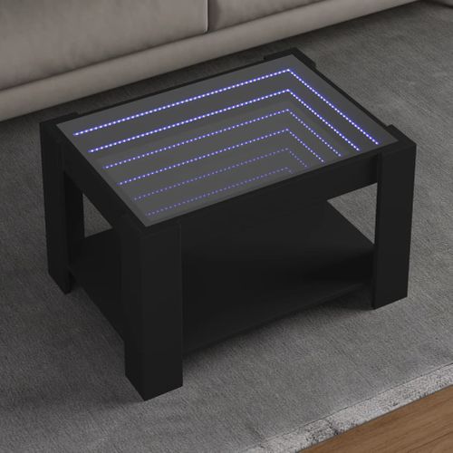 Table Basse - Table De Salon Avec LED Noir 73x53x45 Cm Bois D'ingénierie