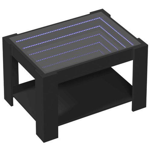 Table Basse - Table De Salon Avec LED Noir 73x53x45 Cm Bois D'ingénierie