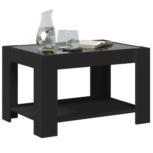 Table Basse - Table De Salon Avec LED Noir 73x53x45 Cm Bois D'ingénierie