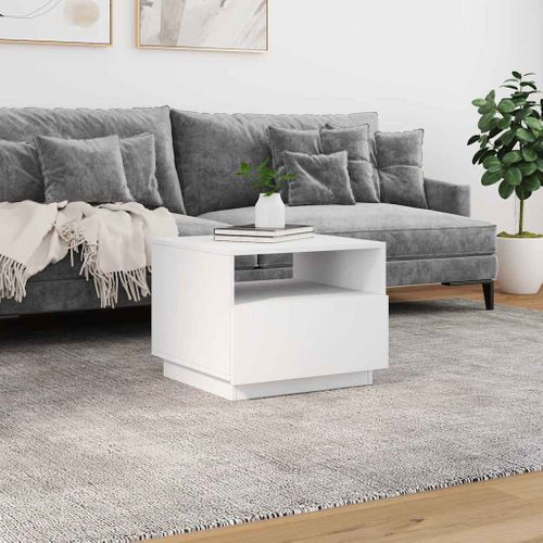 Table Basse - Table De Salon Avec Lumières LED Blanc 50x49x40 Cm