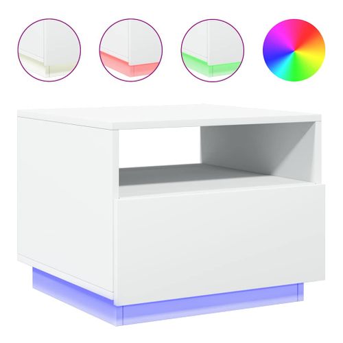 Table Basse - Table De Salon Avec Lumières LED Blanc 50x49x40 Cm