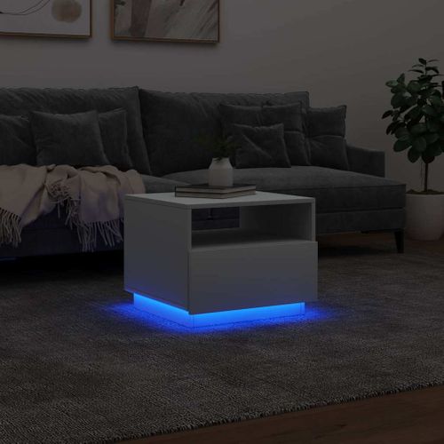 Table Basse - Table De Salon Avec Lumières LED Blanc 50x49x40 Cm