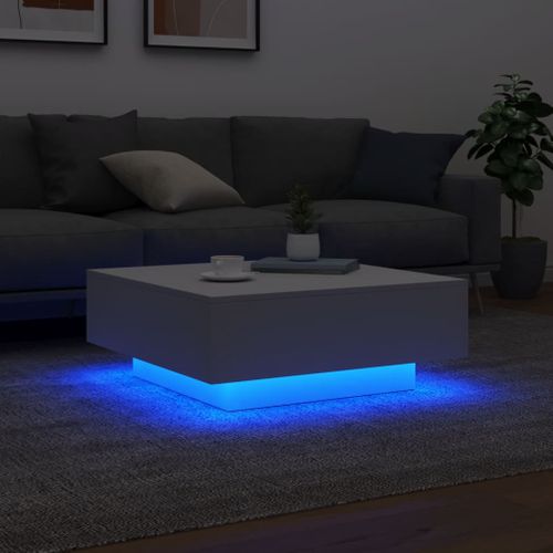 Table Basse - Table De Salon Avec Lumières LED Blanc 80x80x31 Cm