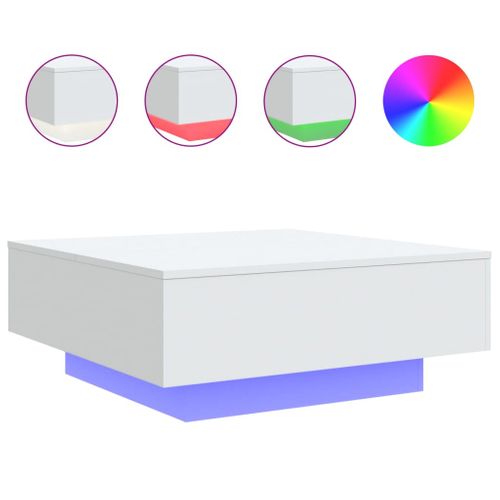 Table Basse - Table De Salon Avec Lumières LED Blanc 80x80x31 Cm
