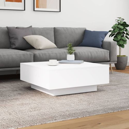 Table Basse - Table De Salon Avec Lumières LED Blanc 80x80x31 Cm