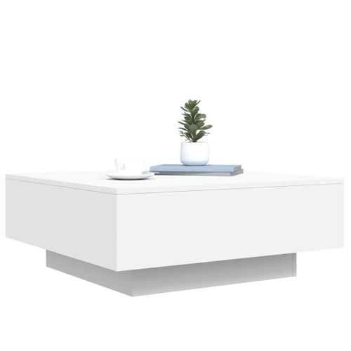 Table Basse - Table De Salon Avec Lumières LED Blanc 80x80x31 Cm