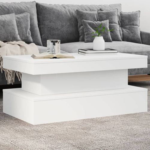 Table Basse - Table De Salon Avec Lumières LED Blanc 90x50x40 Cm