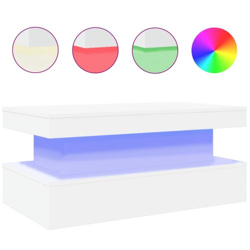 Table Basse - Table De Salon Avec Lumières LED Blanc 90x50x40 Cm