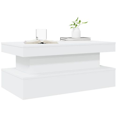 Table Basse - Table De Salon Avec Lumières LED Blanc 90x50x40 Cm