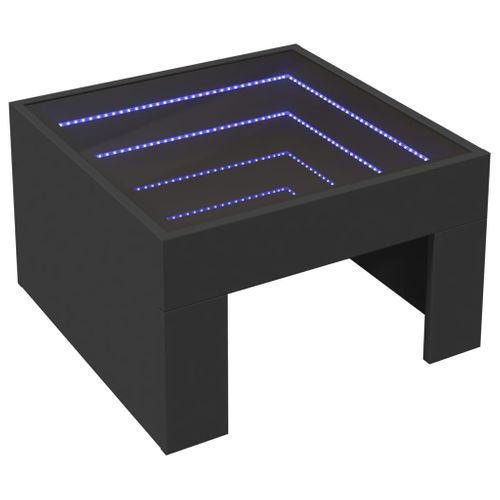 Table Basse - Table De Salon Avec LED Infini Noir 50x50x30 Cm