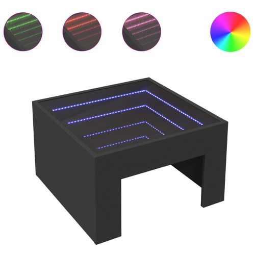 Table Basse - Table De Salon Avec LED Infini Noir 50x50x30 Cm