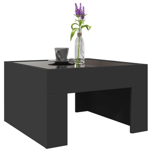 Table Basse - Table De Salon Avec LED Infini Noir 50x50x30 Cm