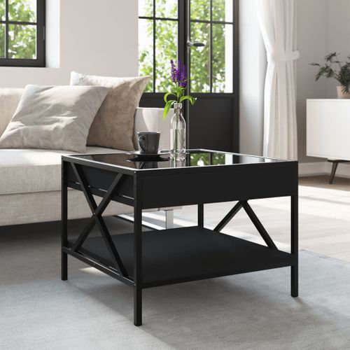 Table Basse - Table De Salon Avec LED Infini Noir 50x50x38 Cm