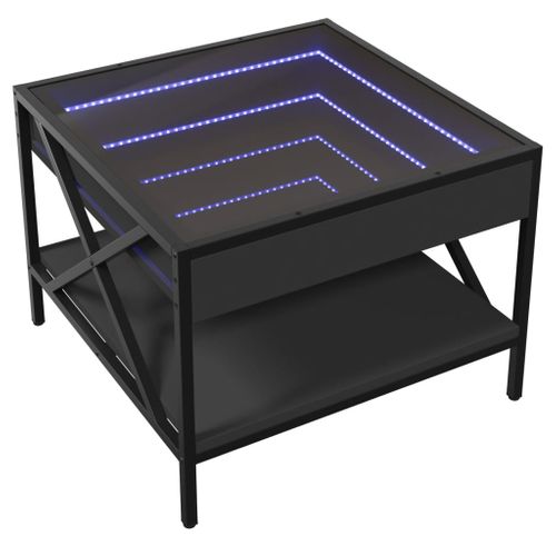 Table Basse - Table De Salon Avec LED Infini Noir 50x50x38 Cm