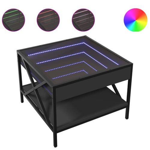 Table Basse - Table De Salon Avec LED Infini Noir 50x50x38 Cm
