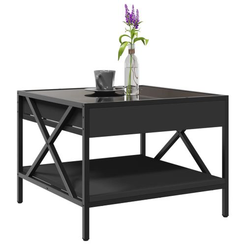 Table Basse - Table De Salon Avec LED Infini Noir 50x50x38 Cm