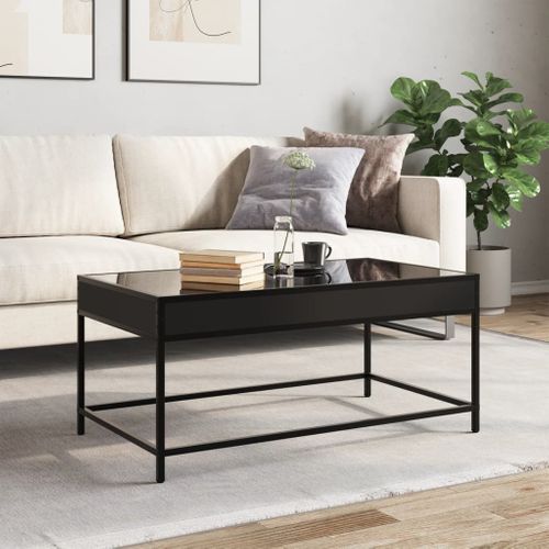 Table Basse - Table De Salon Avec LED Infini Noir 90x50x41 Cm