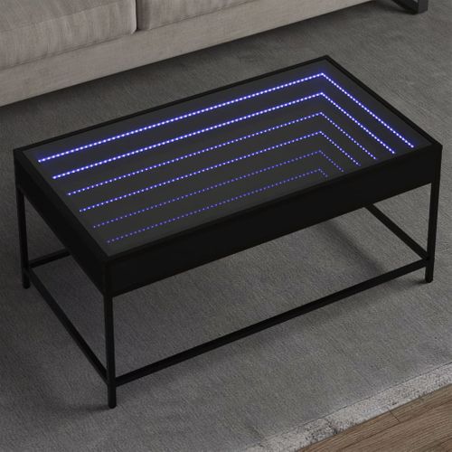 Table Basse - Table De Salon Avec LED Infini Noir 90x50x41 Cm
