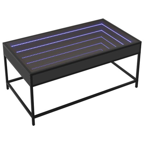 Table Basse - Table De Salon Avec LED Infini Noir 90x50x41 Cm