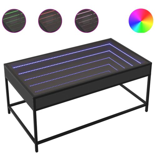Table Basse - Table De Salon Avec LED Infini Noir 90x50x41 Cm