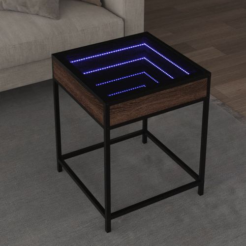 Table Basse - Table De Salon Avec LED Infinity Chêne Marron 40x40x51 Cm