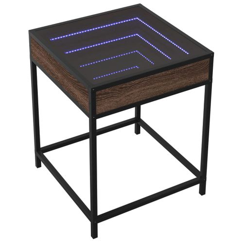 Table Basse - Table De Salon Avec LED Infinity Chêne Marron 40x40x51 Cm