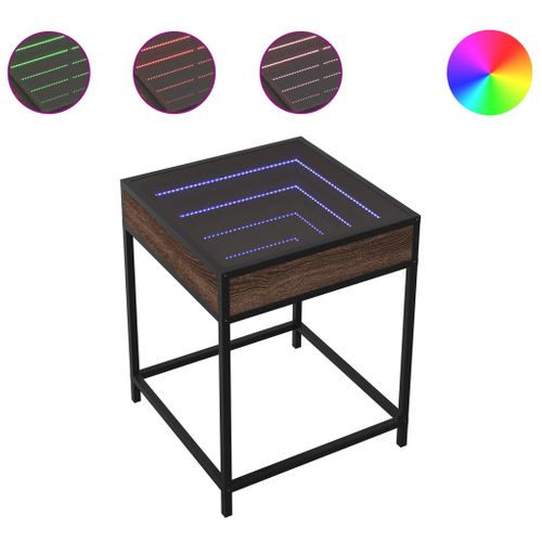 Table Basse - Table De Salon Avec LED Infinity Chêne Marron 40x40x51 Cm