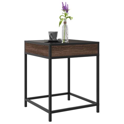 Table Basse - Table De Salon Avec LED Infinity Chêne Marron 40x40x51 Cm