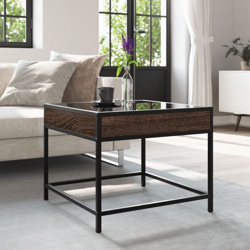 Table Basse - Table De Salon Avec LED Infinity Chêne Marron 50x50x41 Cm