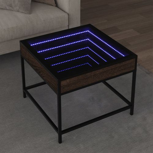 Table Basse - Table De Salon Avec LED Infinity Chêne Marron 50x50x41 Cm