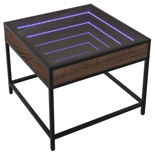 Table Basse - Table De Salon Avec LED Infinity Chêne Marron 50x50x41 Cm