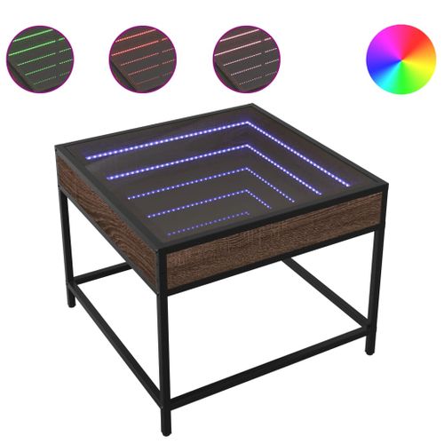 Table Basse - Table De Salon Avec LED Infinity Chêne Marron 50x50x41 Cm