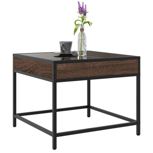 Table Basse - Table De Salon Avec LED Infinity Chêne Marron 50x50x41 Cm