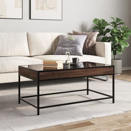 Table Basse - Table De Salon Avec LED Infinity Chêne Marron 90x50x41 Cm