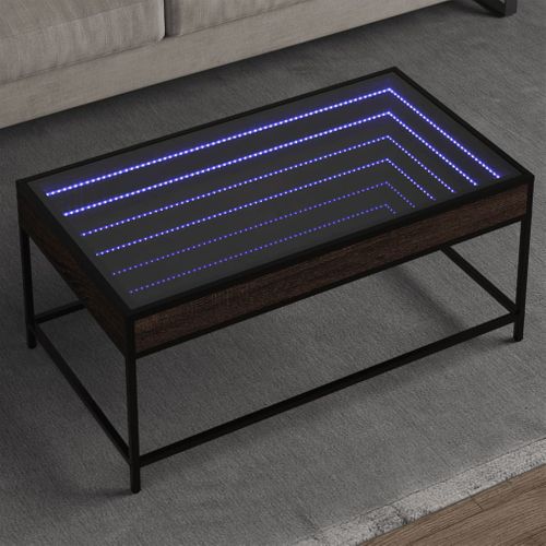 Table Basse - Table De Salon Avec LED Infinity Chêne Marron 90x50x41 Cm