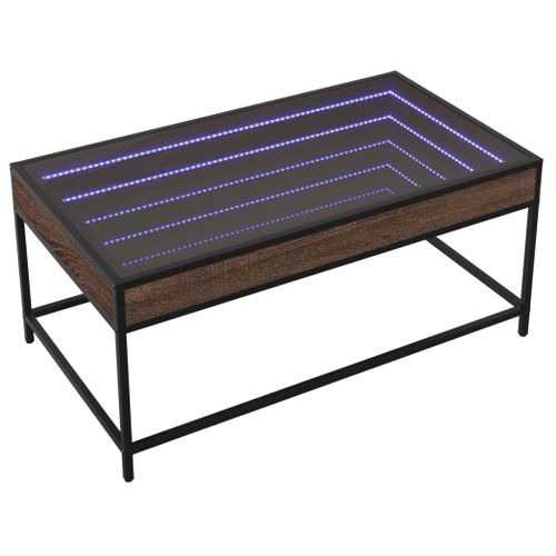 Table Basse - Table De Salon Avec LED Infinity Chêne Marron 90x50x41 Cm