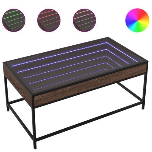 Table Basse - Table De Salon Avec LED Infinity Chêne Marron 90x50x41 Cm