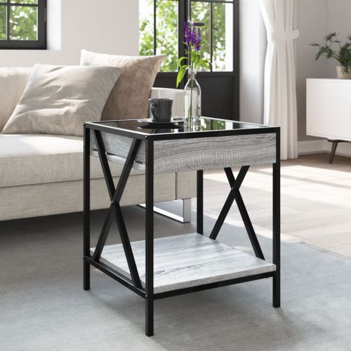 Table Basse - Table De Salon Avec LED Infinity Sonoma Gris 40x40x49 Cm