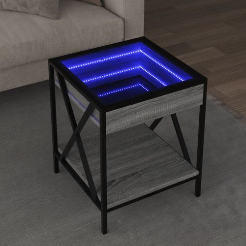 Table Basse - Table De Salon Avec LED Infinity Sonoma Gris 40x40x49 Cm