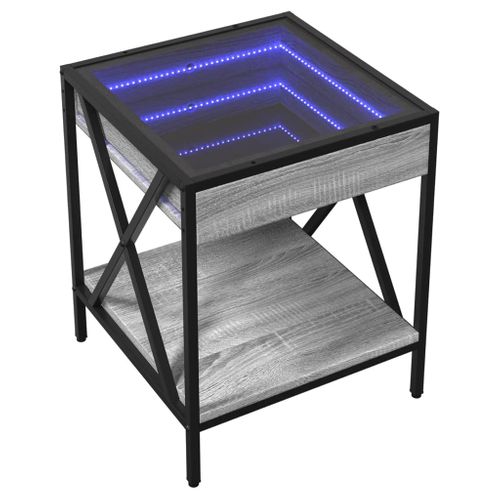 Table Basse - Table De Salon Avec LED Infinity Sonoma Gris 40x40x49 Cm