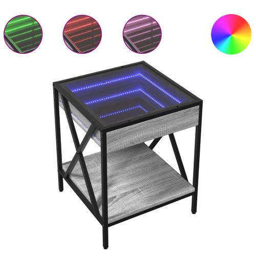 Table Basse - Table De Salon Avec LED Infinity Sonoma Gris 40x40x49 Cm