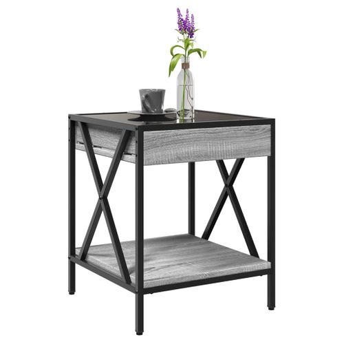 Table Basse - Table De Salon Avec LED Infinity Sonoma Gris 40x40x49 Cm