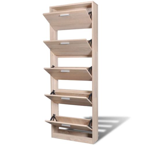 Meuble à Chaussures - Armoire à Chaussures En Bois Avec 5 Compartiments Aspect Chêne E956