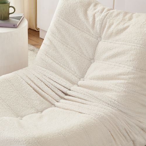 Pouf Avec Dossier Et Repose-pieds, Revêtement Teddy Doux, Adapté Au Salon Et à La Chambre