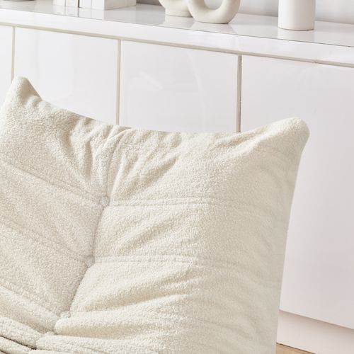 Pouf Avec Dossier Et Repose-pieds, Revêtement Teddy Doux, Adapté Au Salon Et à La Chambre