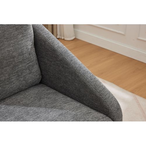 Fauteuil  Moderne En Chenille Pour Salon, Accoudoirs En Bois – 73,5 × 73,5 × 73,5cm