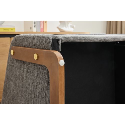 Fauteuil  Moderne En Chenille Pour Salon, Accoudoirs En Bois – 73,5 × 73,5 × 73,5cm