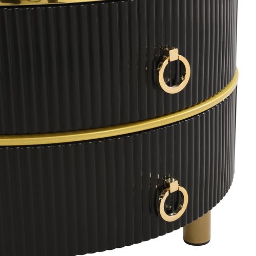 Ensemble De 2 Tables Basses Combinées Tables De Salon Avec 2 Tiroirs - Ronde Noiretblanc Mdf