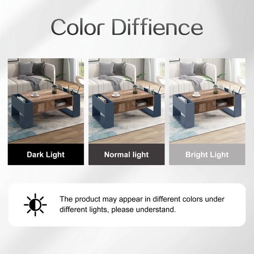 Table Basse Table De Salon Avec Un Tiroir - 111x60x40cm Noiretgris Panneaux De Particules